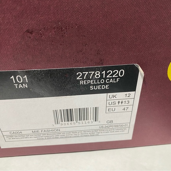 Dr. Martens Repello Calf Suede Boots Men's Size 13 Brown Tan NIB NEW - Picture 14 of 14